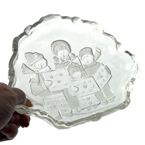 Mikasa Frosted Snack Dish Christmas Carolers Collection 8.25” Candy Trinket Tray